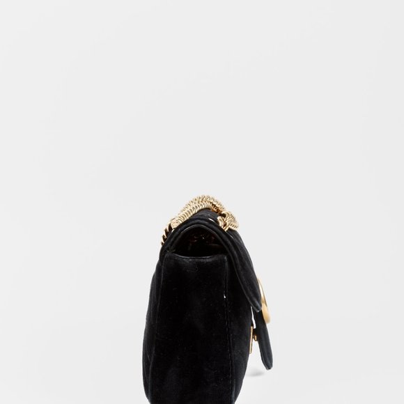 SOLD Gucci Mini Black Velvet GG Marmont Shoulder Bag - Picture 4 of 12